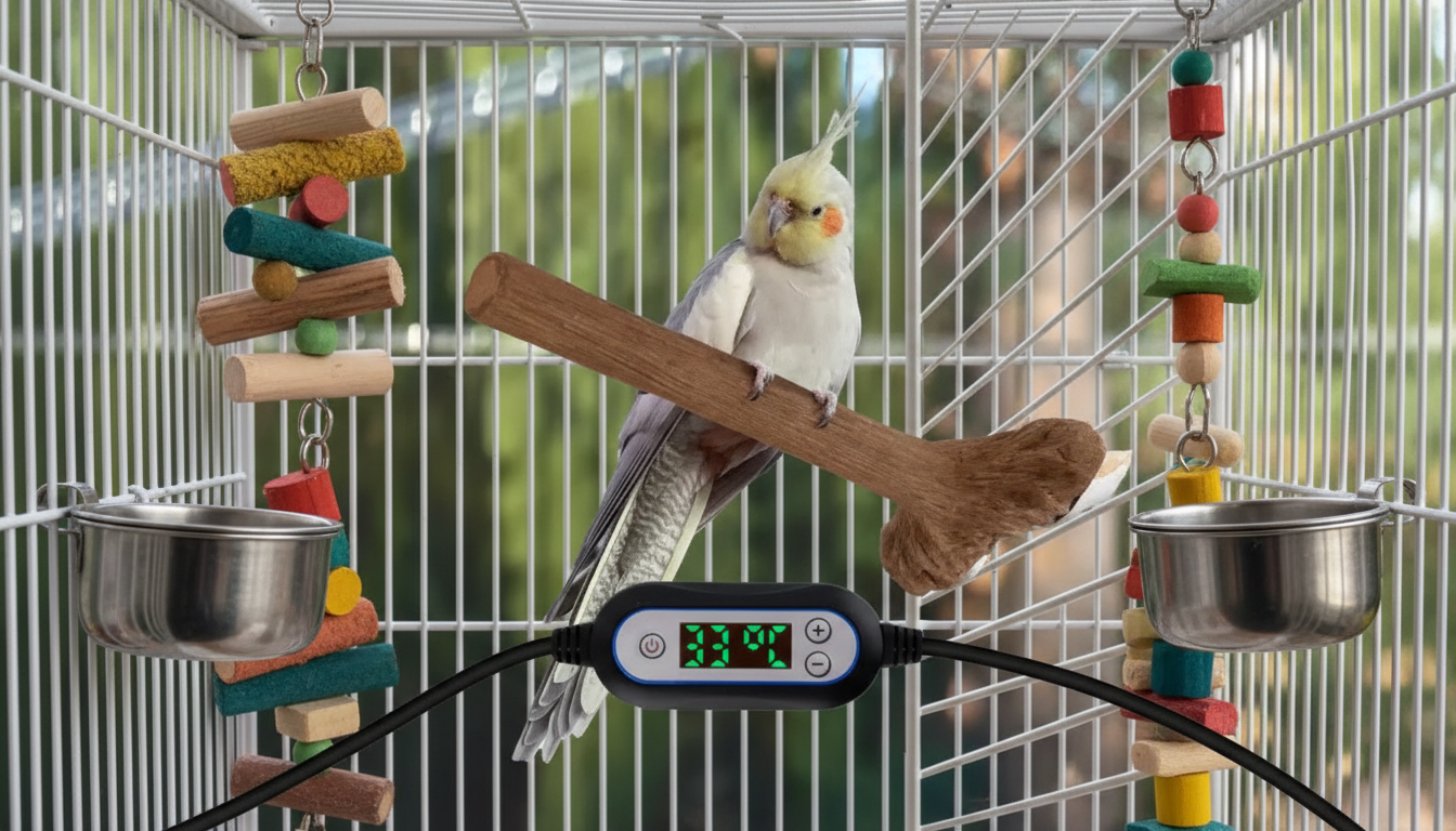 Heated Bird Perch Stand: Safe Warmth + Anti-Bite Tube